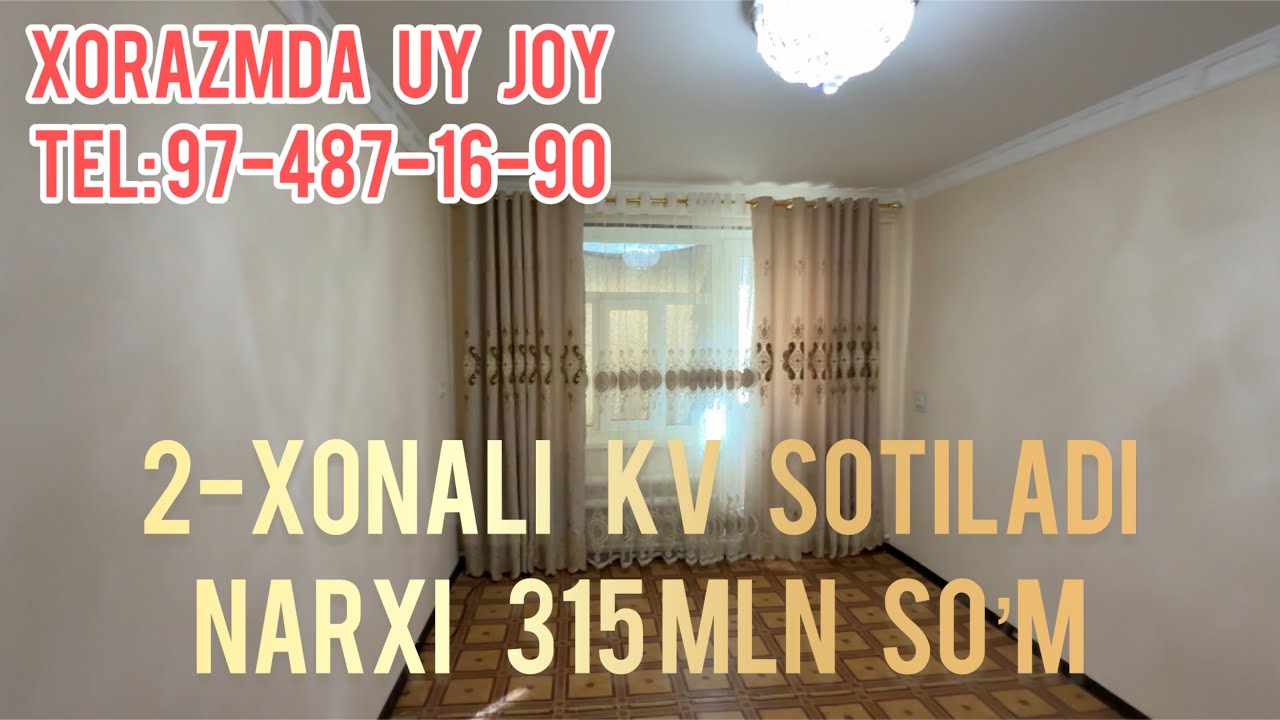 Urganch shahar Jorabek salon yonda 3-qavatda 2-xonali kv sotiladi narxi 315 Mln Tel:97-487-16-90