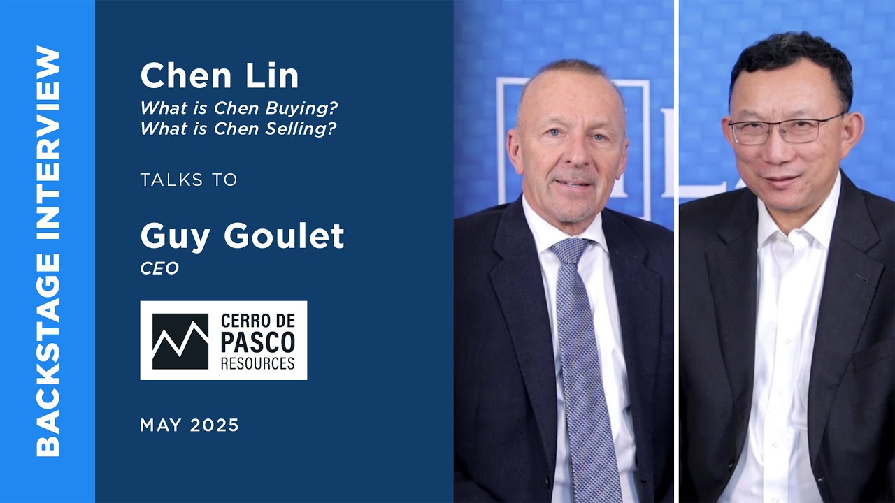 Guy Goulet of Cerro de Pasco Resources Inc. talks to Chen Lin at the May Metals Investor Forum