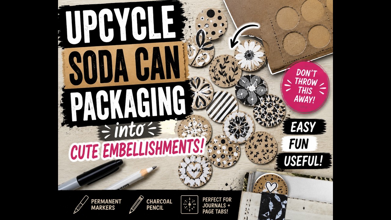 Turn Soda Box Cardboard into BEAUTIFUL Journal Embellishments/ Easy Upcycle DIY