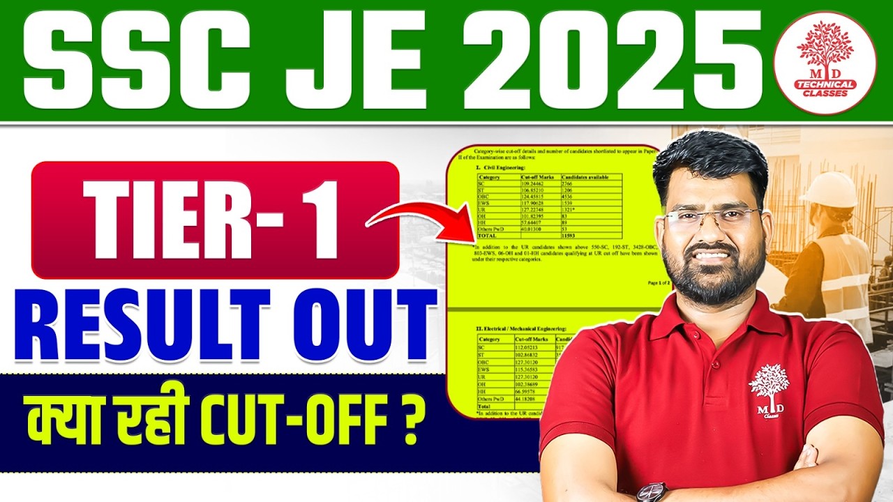 SSC JE Result 2025 | SSC JE Pre Result 2025 | SSC JE CBT 1 Result 2025 | SSC JE Cut Off 2025 |SSC JE
