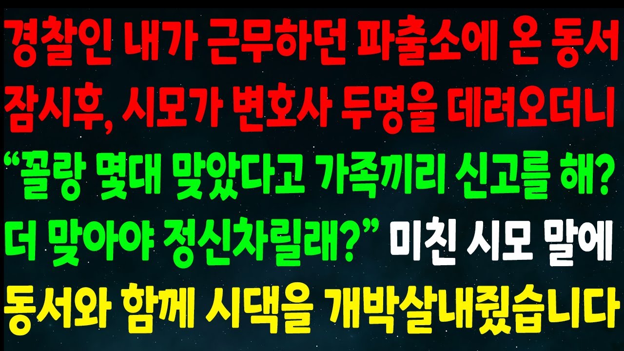(반전신청사연)내가 근무하던 파출소에 온 동서 잠시후 시모가 변호사를 데려오더니