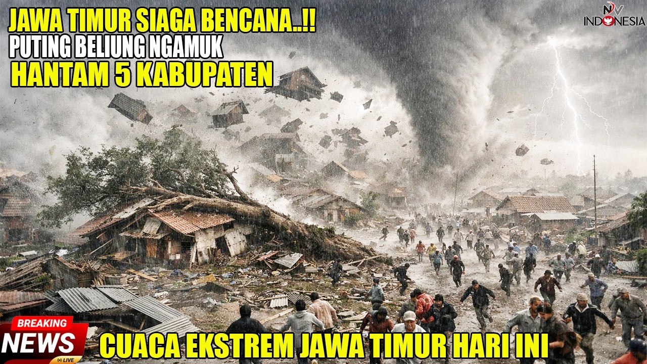 JATIM MENCEKAM! Detik-Detik Puting Beliung Ngamuk di 5 Kabupaten, Jalur Nasional Lumpuh Total! 🌪️😱