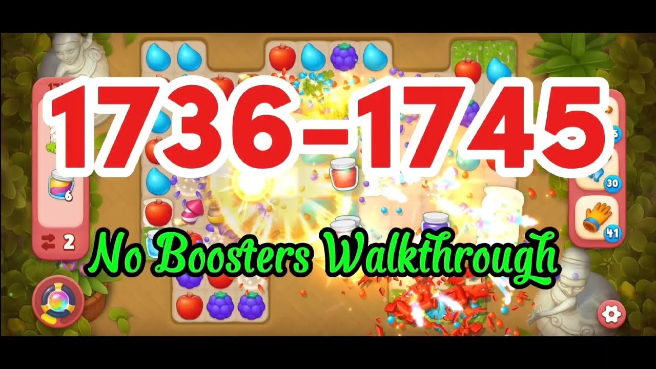 Level 1736-1745 No Boosters Walkthrough 💫 Match-3 Game Gardenscapes #games #gaming #gameplay