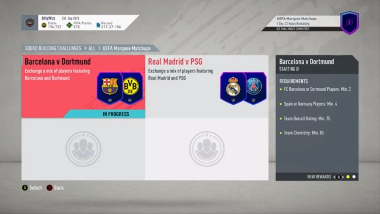 FUT 20 - SBC - UEFA Marquee Matchups - Barcelona v Dortmund - Cheap & No Loyalty