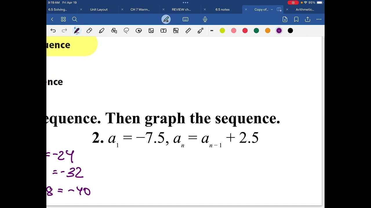 7.5A Arithmetic Sequence Recursive Equation