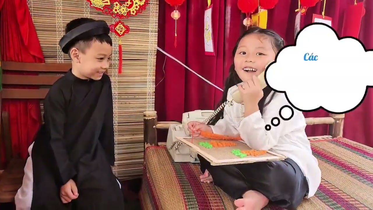 Hoạt cảnh Tết đoàn viên_các bé khối lá_Trường MG Thuận Hưng 1