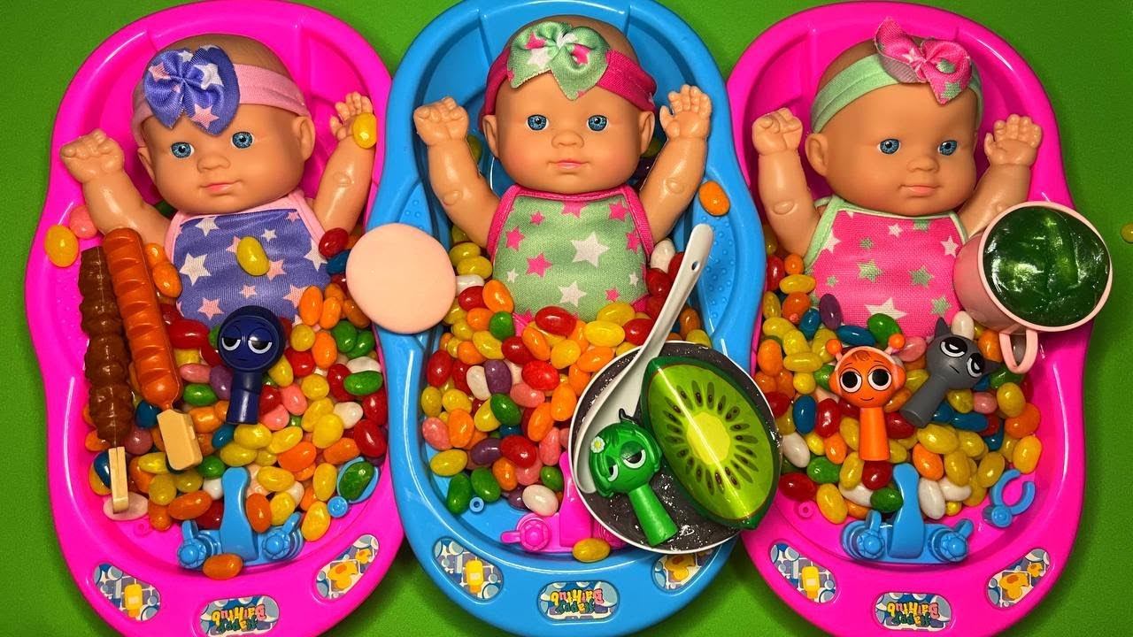 4 Minutes Satisfying Video | ASMR Making Up In 3 Bathtubs Jellies And Toys