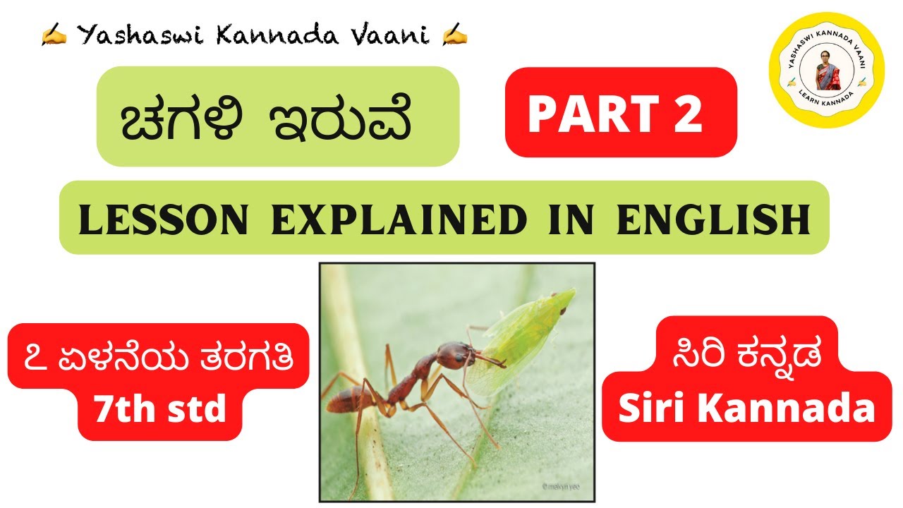 CBSE 7th std ಚಗಳಿ ಇರುವೆ  Chagali Iruve PART 2 EXPLAINED IN ENGLISH #kannada #yashaswikannadavaani