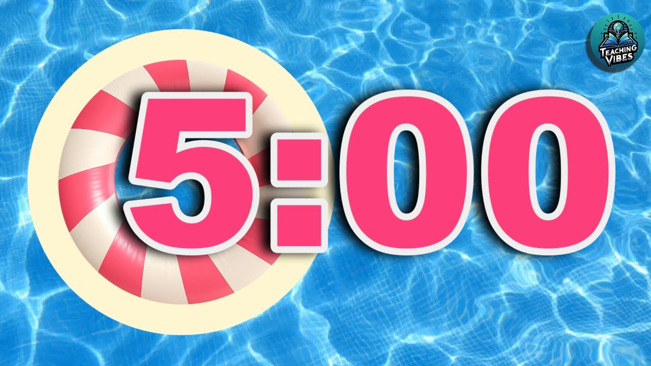 5 Minute Classroom Timer with Pool Vibes and Tropical Summer Music 🏊