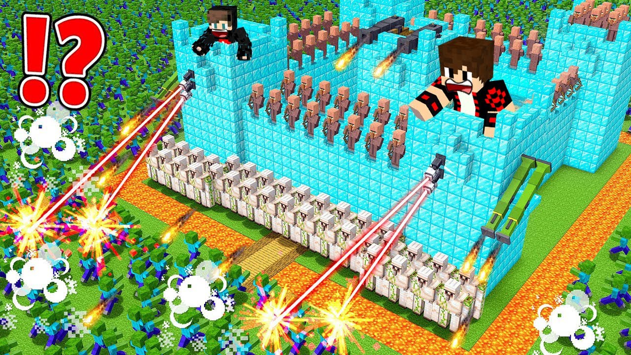 ماين كرافت : حماية قلعة الدايموند من هجوم جيش الوحوش العمالقة !!؟ 🔥😱