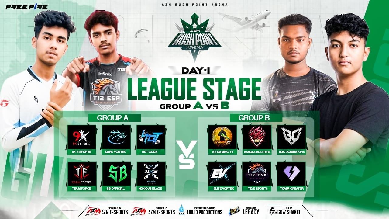 [🚨LIVE] AZM RUSH POINT ARENA || LEAGUE STAGE DAY-1 A×B || ORGANIZED BY AZM E-SPORTS ||  LEGACY ||