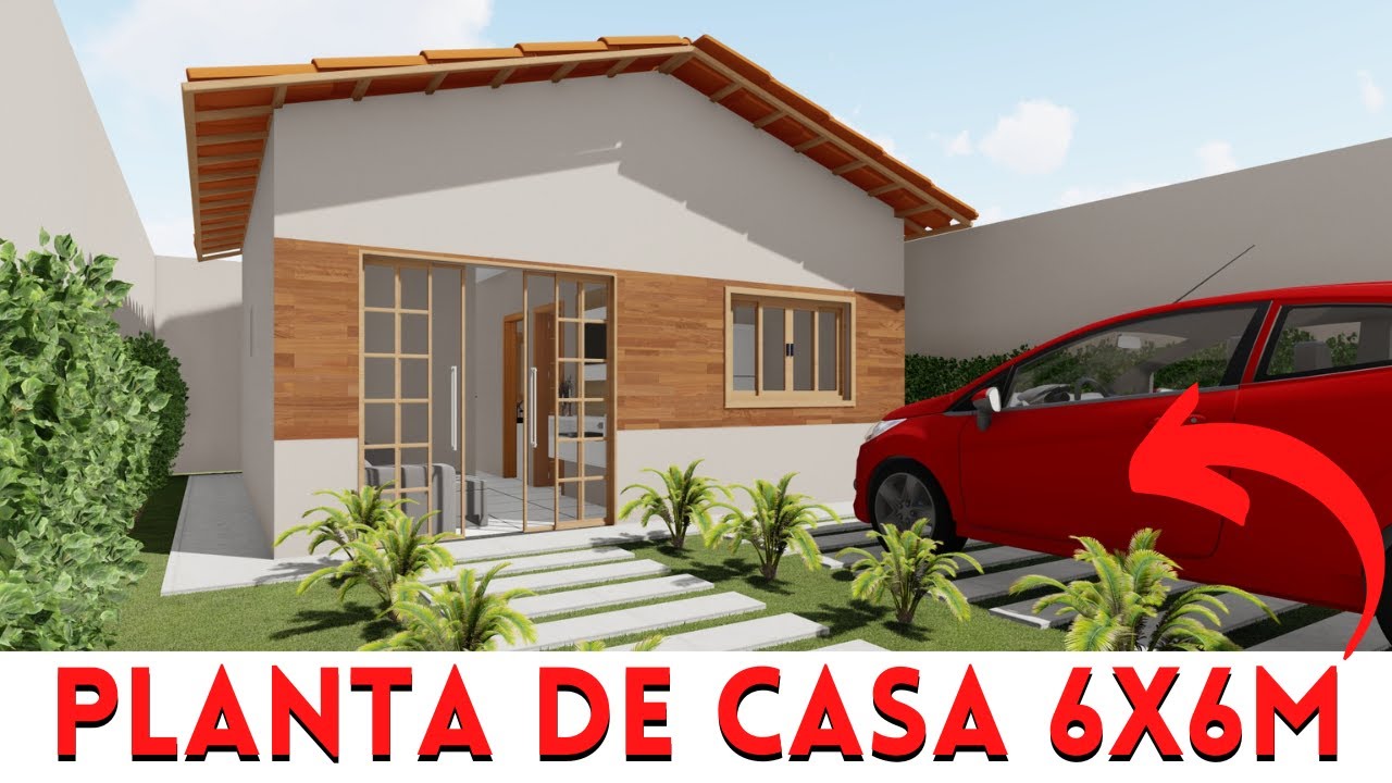 PLANTA DE CASA PEQUENA - 6X6 M - 02 QUARTOS