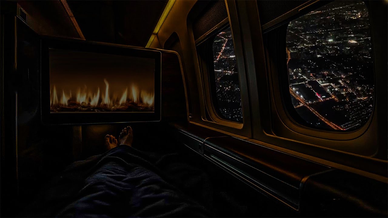 ✈️ Airplane White Noise – 8 Hours of Jet Engine & Fireplace Sounds for Deep Sleep & Focus - No Ads