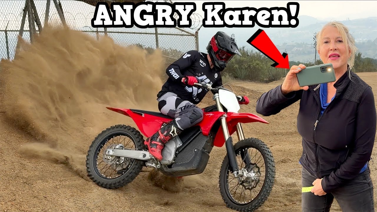 ANGRY Karen Crashes Out For Riding Dirt Bikes!