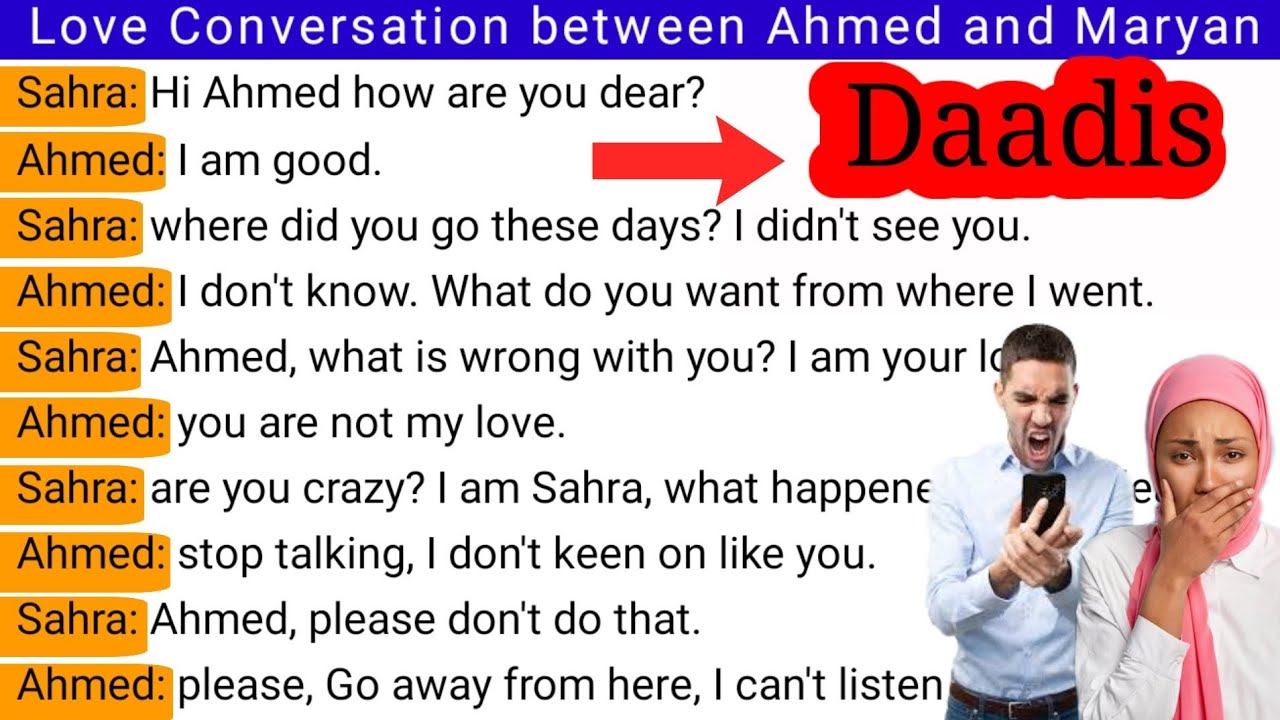 English To Somali || Conversation Daadis ah Wiil iyo Gabar.