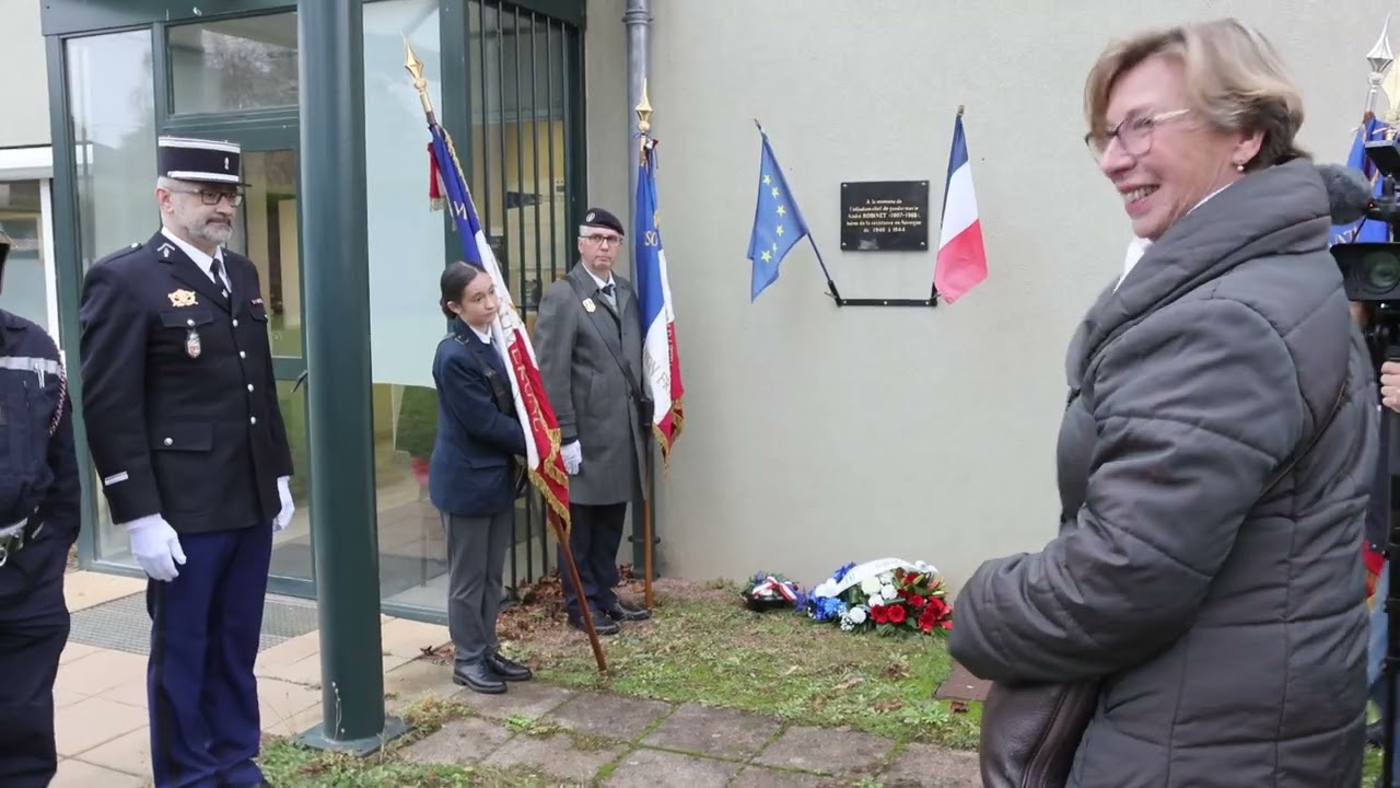 Commémoration rafle de Billom 1943. Gendarmerie, stèle  Cohalion, cimetière, 2023.