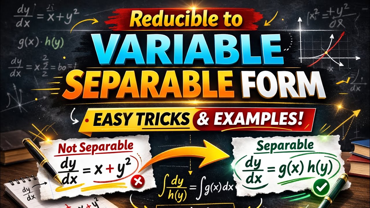 Reducible to Variable Separable Form | Engineering Mathematics | Differential Equations | Lecture 6