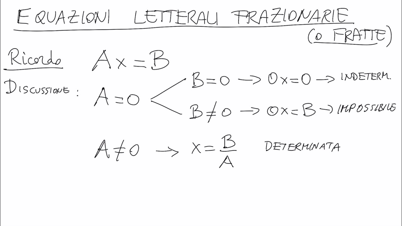 Equazioni letterali frazionarie