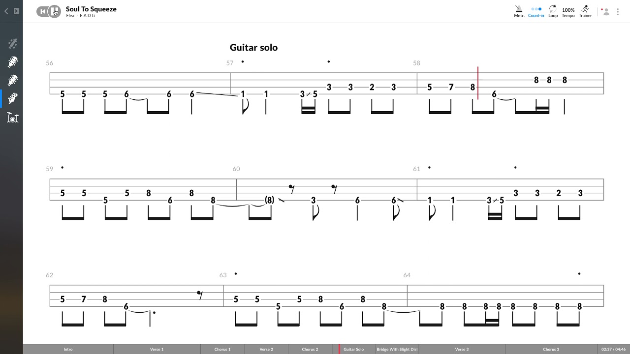 Red Hot Chili Peppers - Soul To Squeeze (BASS TAB PLAY ALONG)