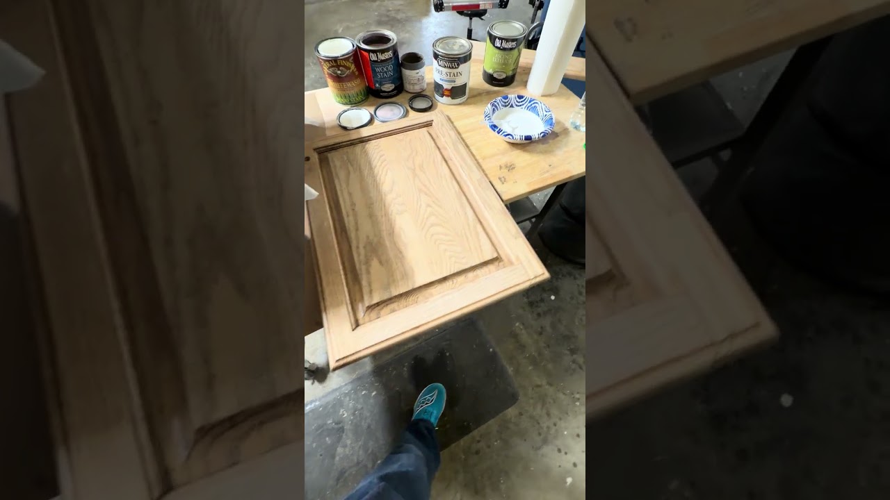 Color, matching Oak wood door with stain