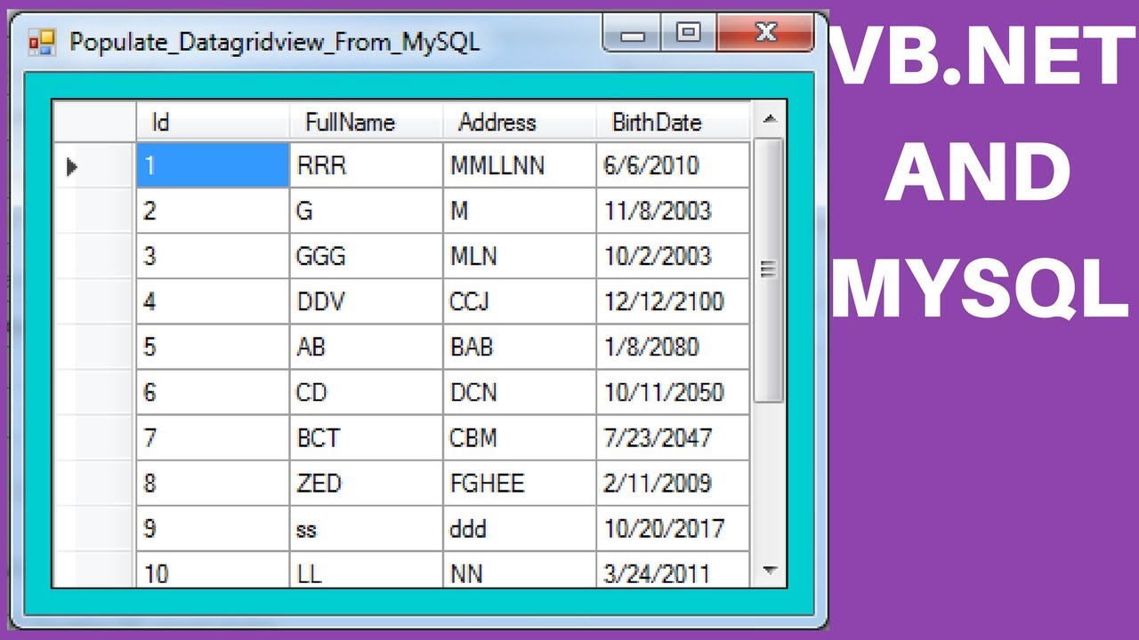 VB.NET - How To Populate Datagridview From MySQL Database Using Visual Basic .Net [with source code]