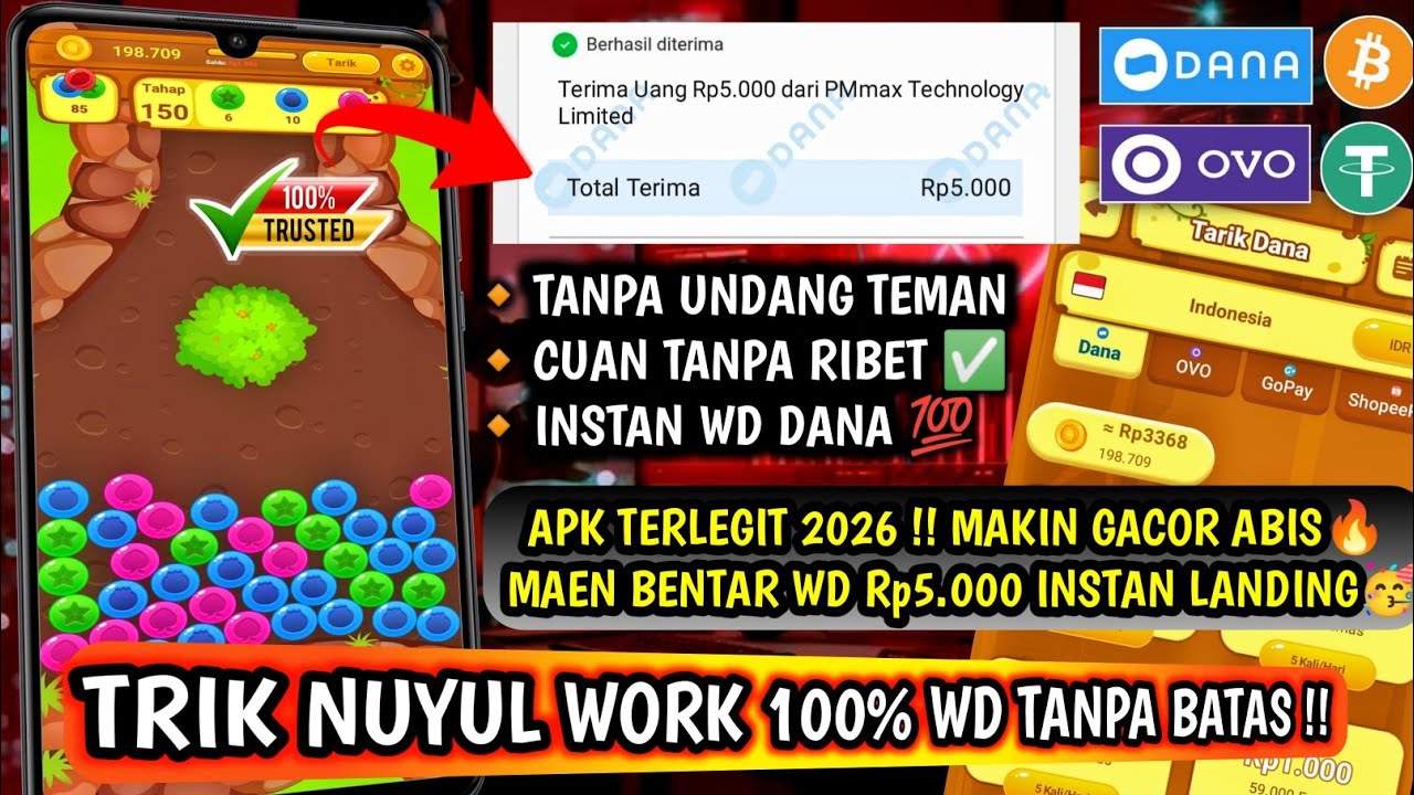 RUTIN WD Rp5.000 INSTAN DANA OVO !! Cara Nuyul Aplikasi Penghasil Uang Terbaru 2026, Dana Kaget🎉