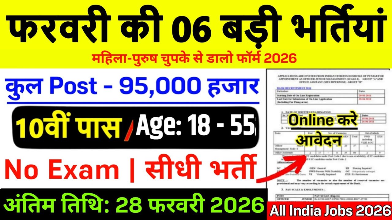 6 साल बाद आई भर्ती February 2026 में | Best 6 Central Govt Jobs Vacancy 2026 | Govt Job Vacancy 2026
