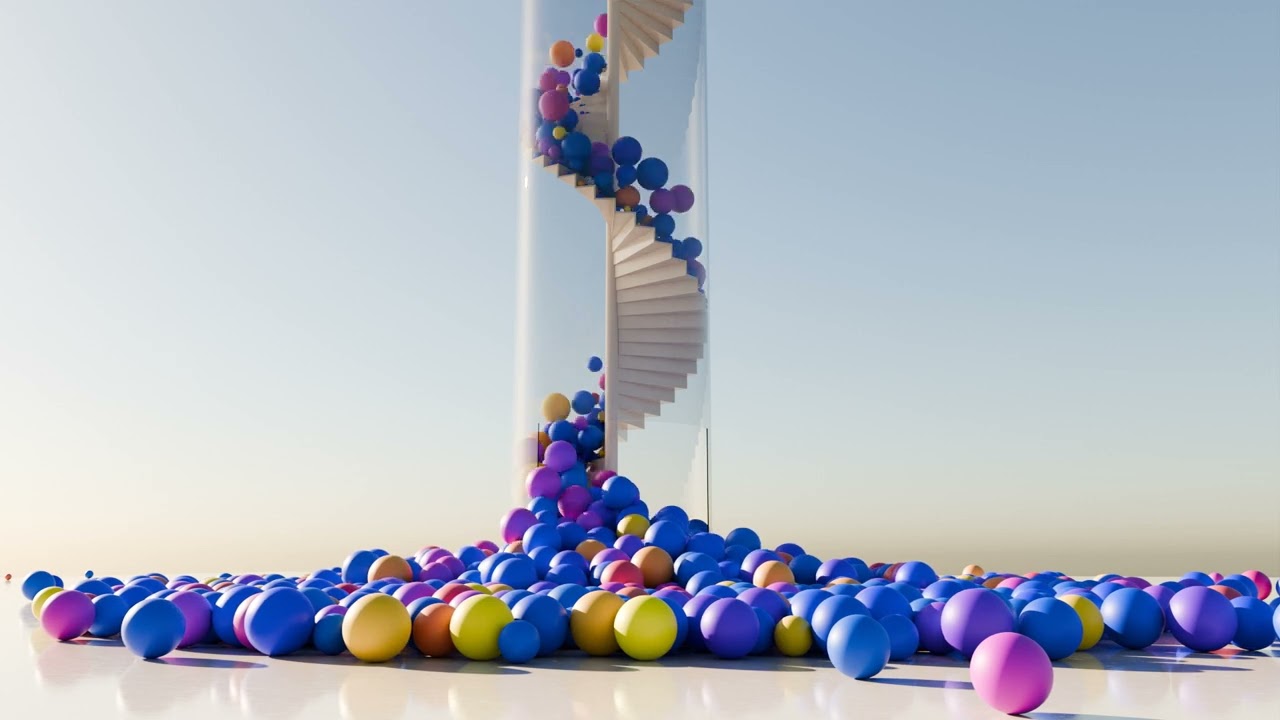 Weitere Rigid Body Simulation: Bälle auf Treppe - Another rigid body simulation: Balls on stairs