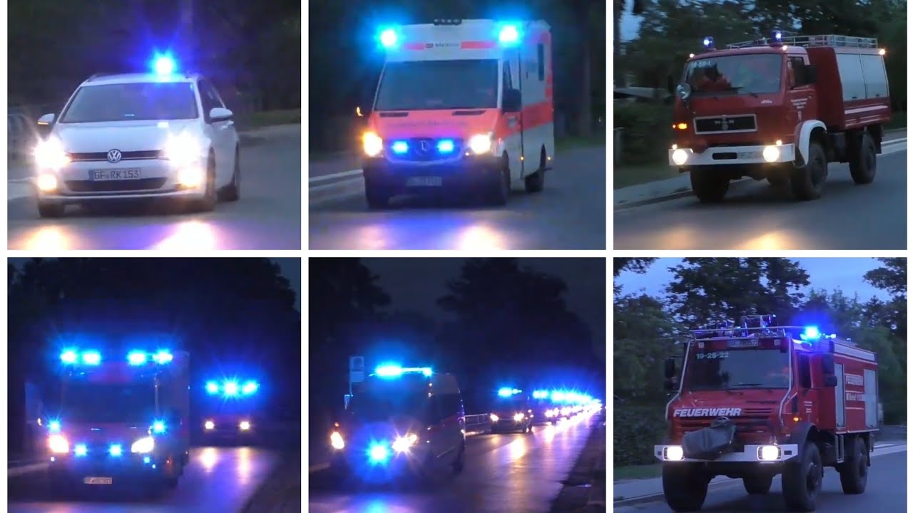 (Radlader vs Bus / ManV 20) Einsatzfahrten zur Großübung in Flettmar-Bahnhof im LK Gifhorn