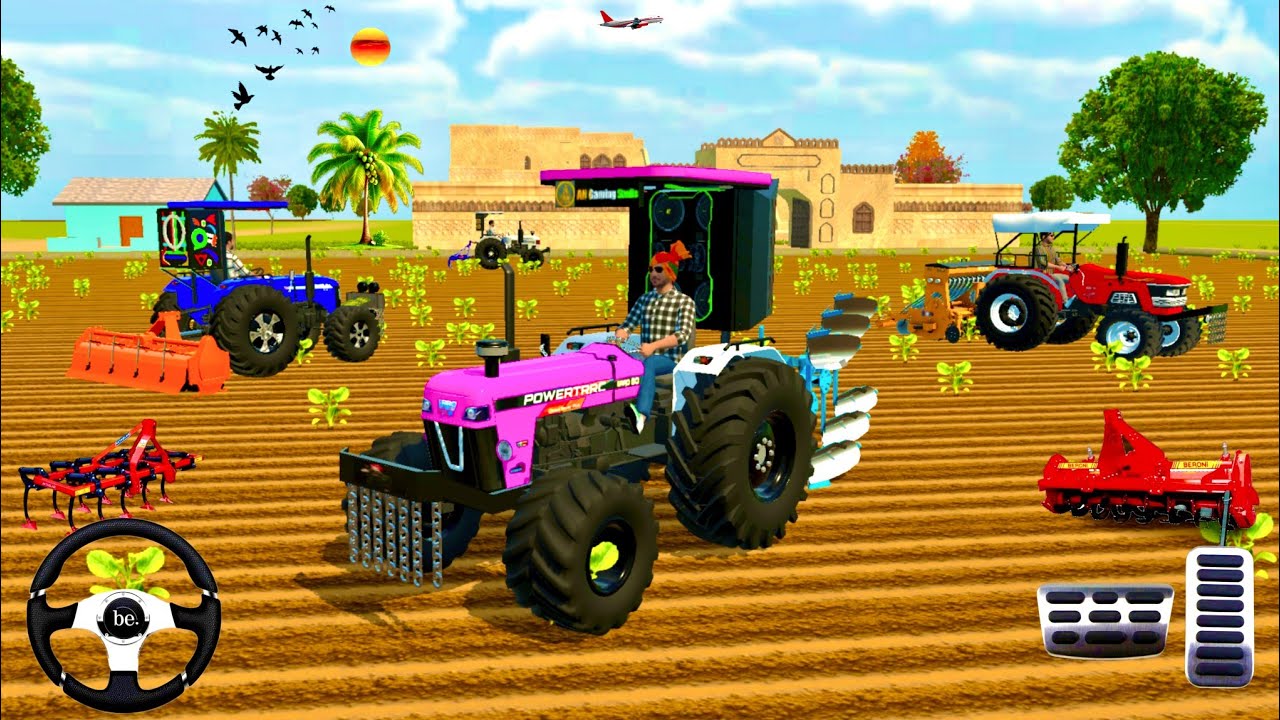 🚜SONALIKA🚜//POWER TRAC🚜//ARJHUN🚜//ELCHER TACTUR🍁FARMING 3D GAMING VIDEO #viralvideo #trending 