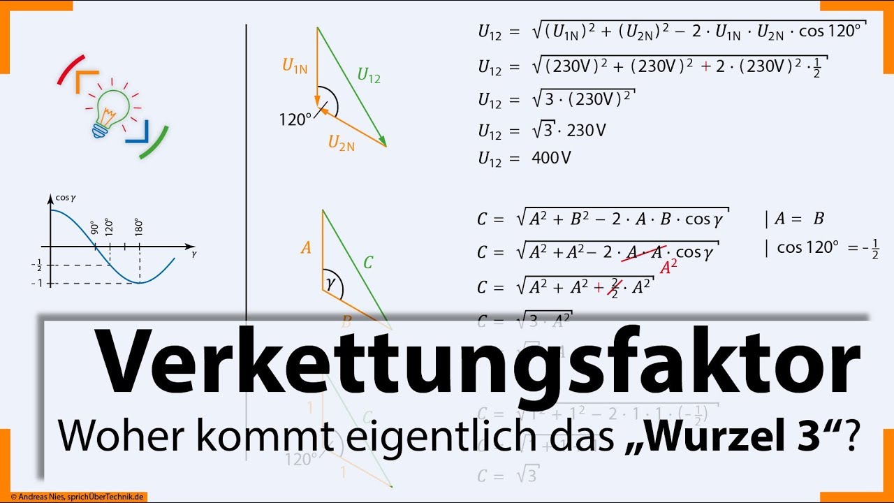 Verkettungsfaktor Erklärung :: Wurzel 3 :: Verkettung bei Drehstom :: Stern Dreieck :: Elektroniker