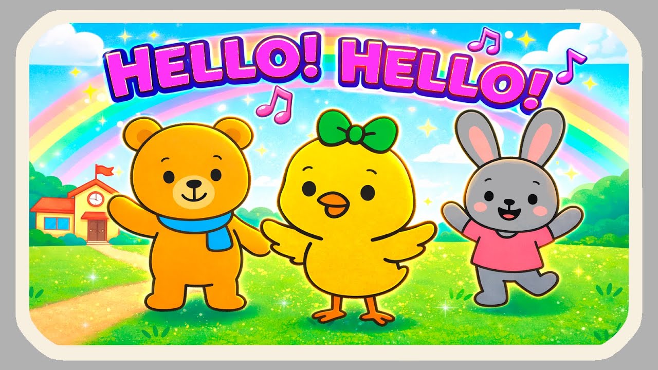 Hello Song 👋🎵 | Sing Hello with Friends | Fun English for Kids 🌈