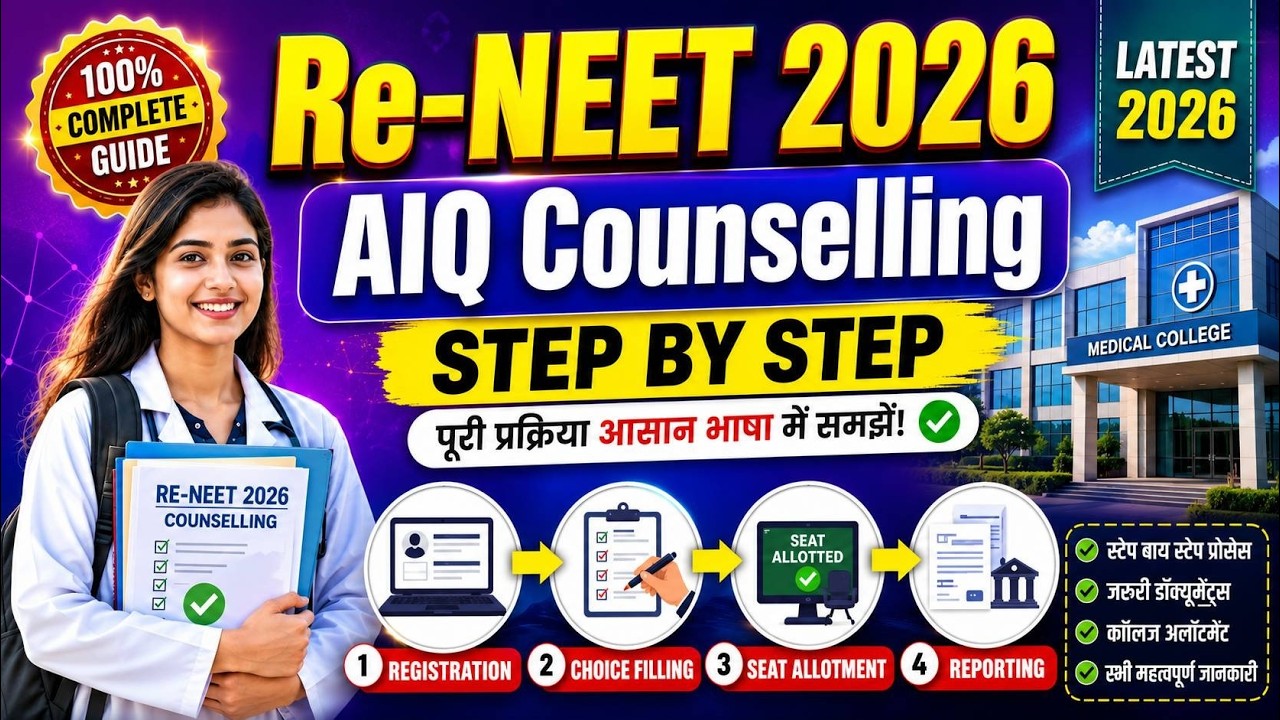 Процесс зачисления NEET 2026 пошагово | Полное руководство по AIQ + распределению по штатам