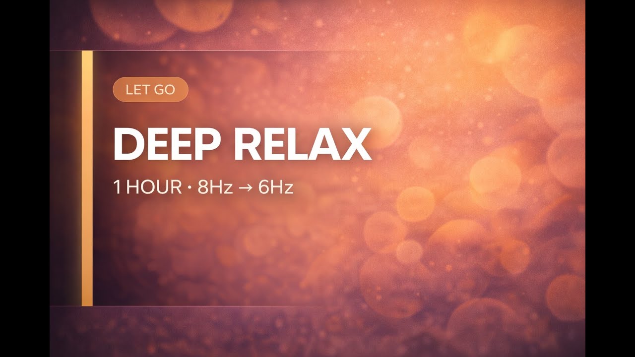 1 Hour Deep Relaxation (8Hz→6Hz) | Floating Theta Soundscape