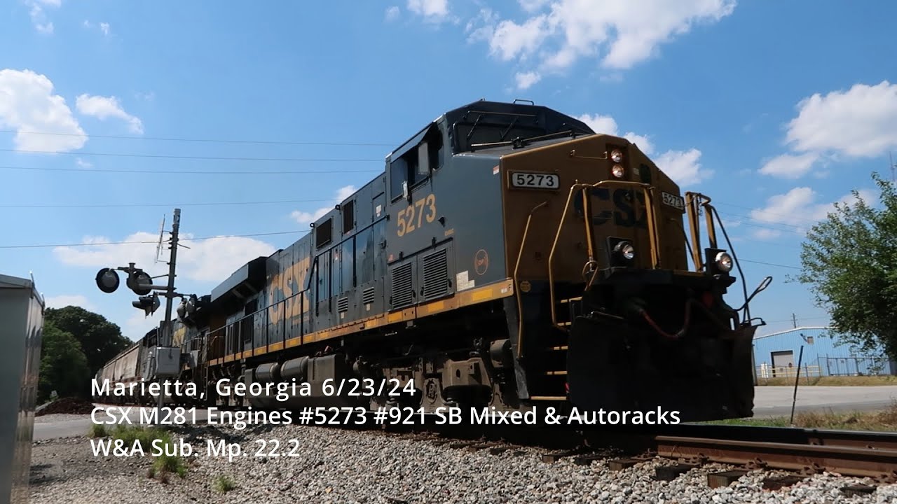 CSX M281 Engines #5273 #921 SB Mixed & Autoracks Marietta, Georgia 6/23/24
