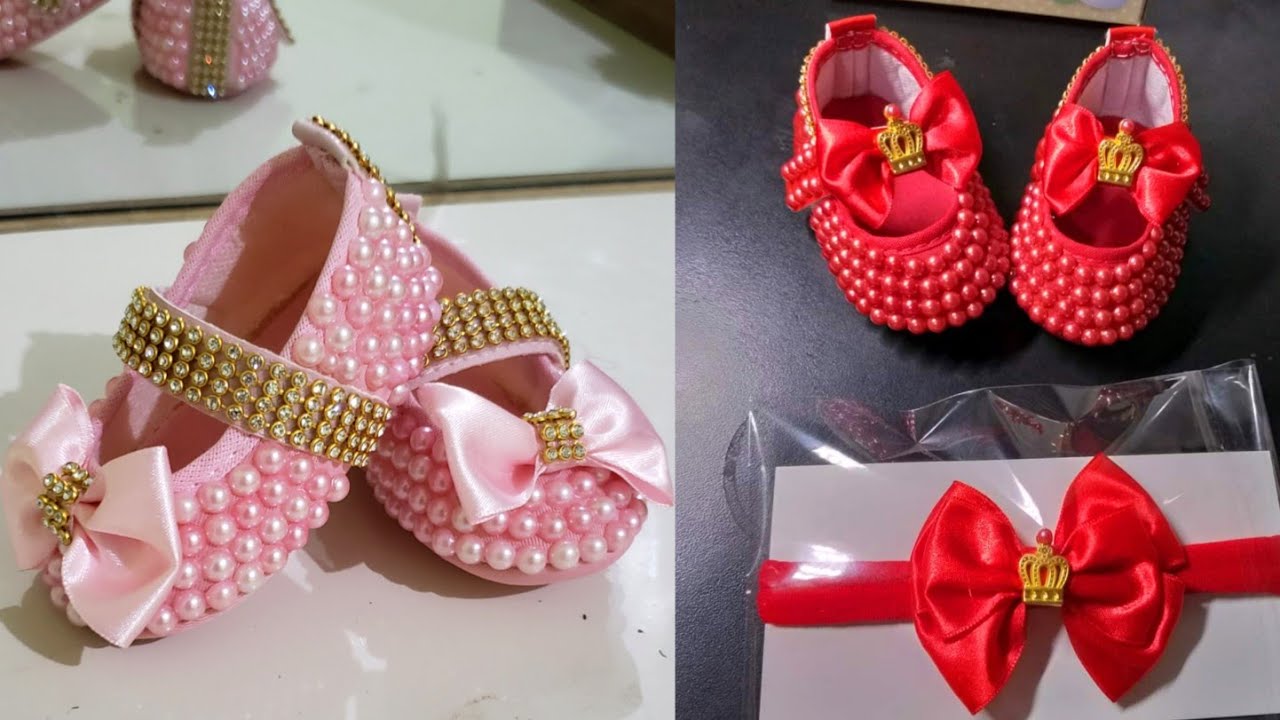 COMO DECORAR SAPATINHO DE BEBÊ COM PÉROLAS,  FÁCIL DE FAZER🥰