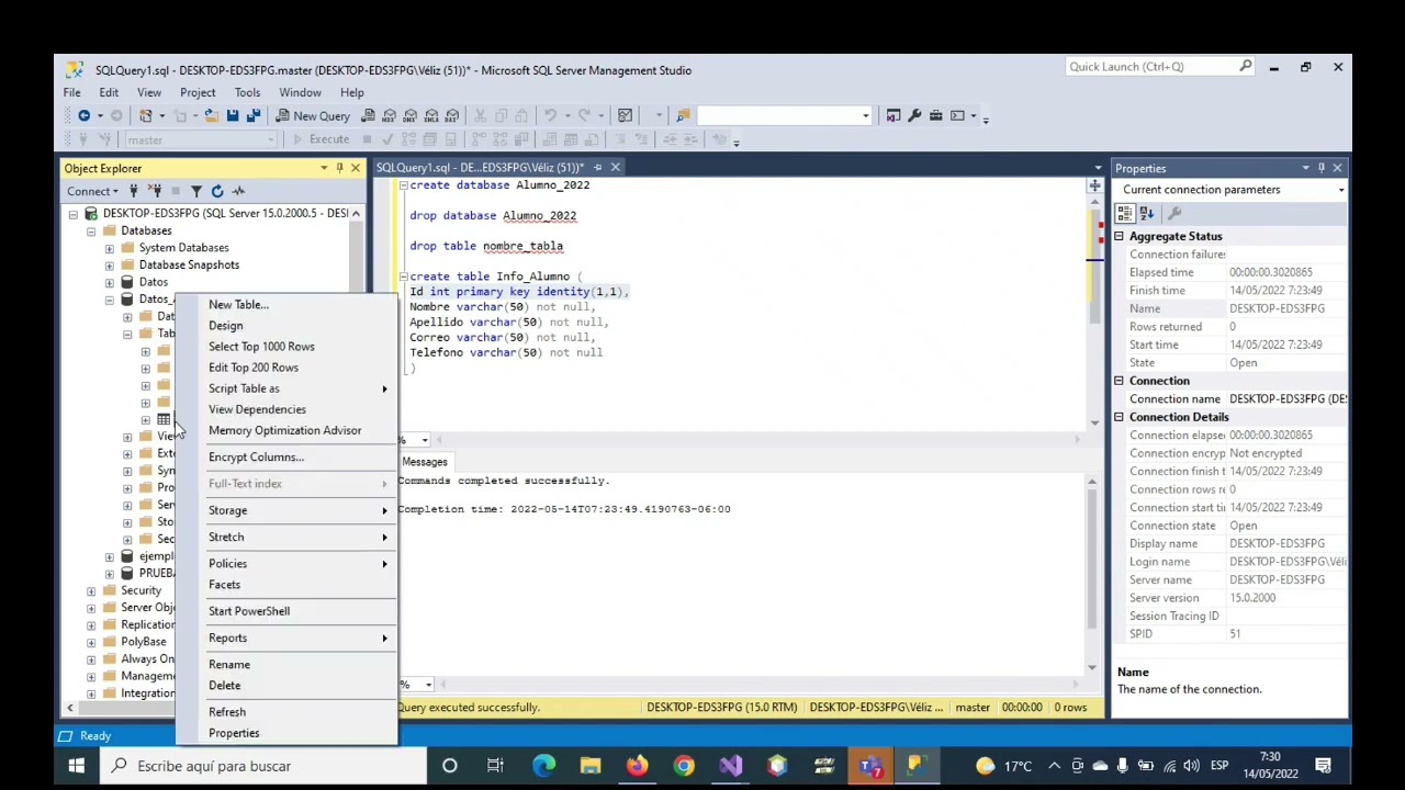 20-EJEMPLO CONEXIÓN DE C# 2022 CON SQL SERVER PARTE 1