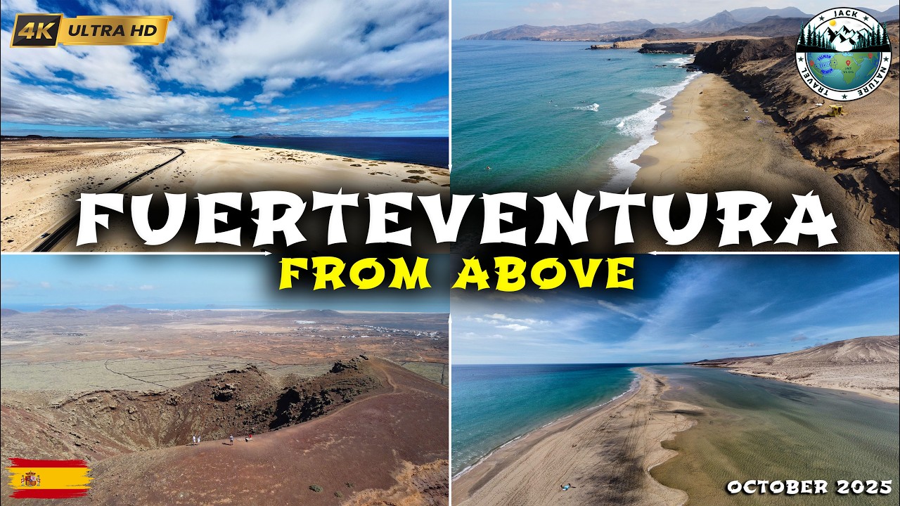 Fuerteventura Aerial Tour, Paradise Beaches, Lagoons & Volcanic Craters | Spain | 4K UHD