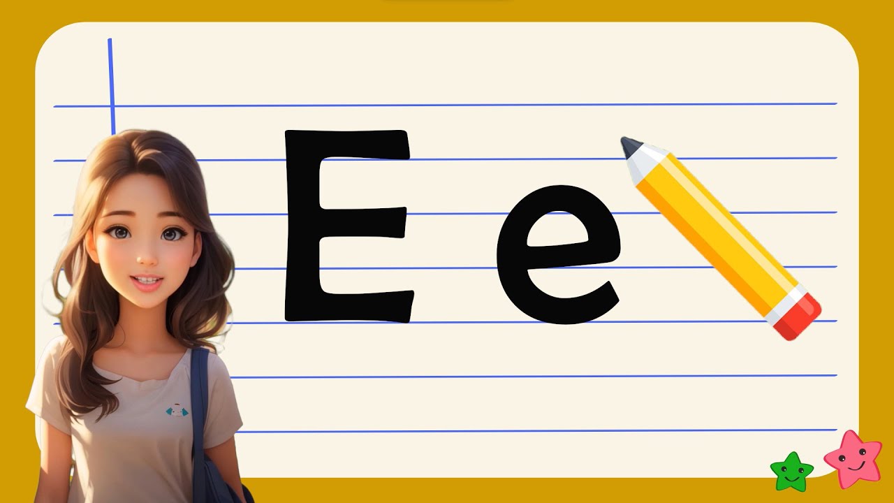 حرف (E) تعليم كتابة حرف (E) باللغة الانجليزية للاطفال | تعليم كتابة الحروف الإنجليزية للأطفال |