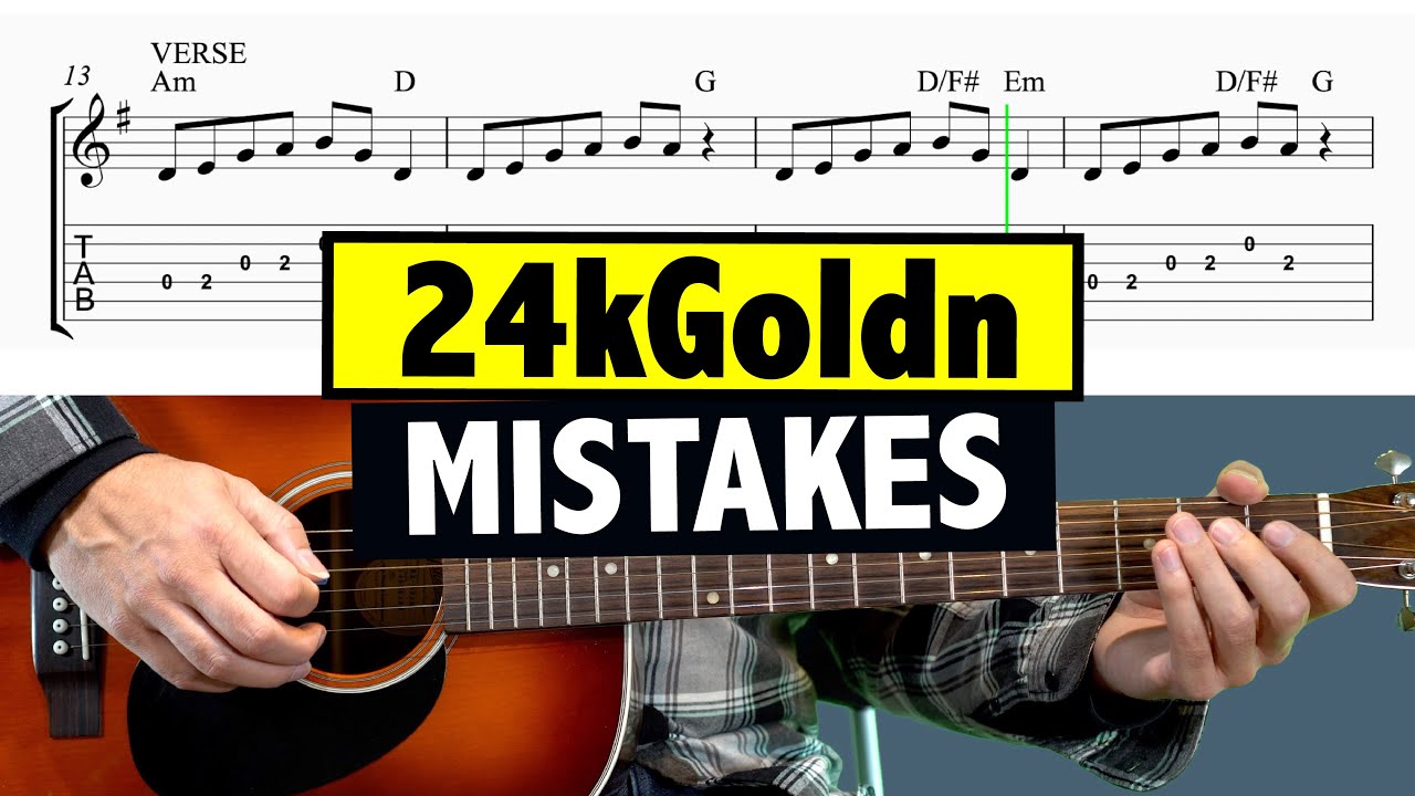 24kGoldn -  Mistakes / Guitar Tutorial (MELODY)
