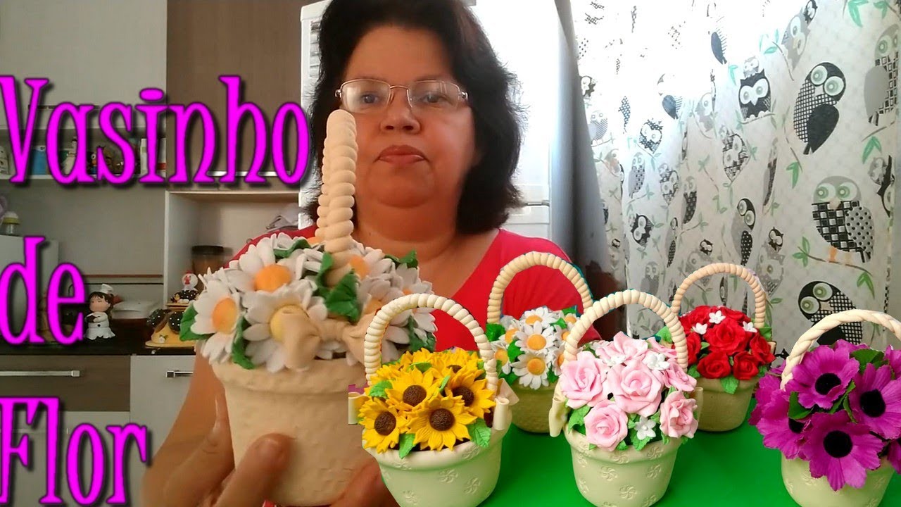 Aula de Biscuit Completa-  Vasinho de Flores Porta-Treco