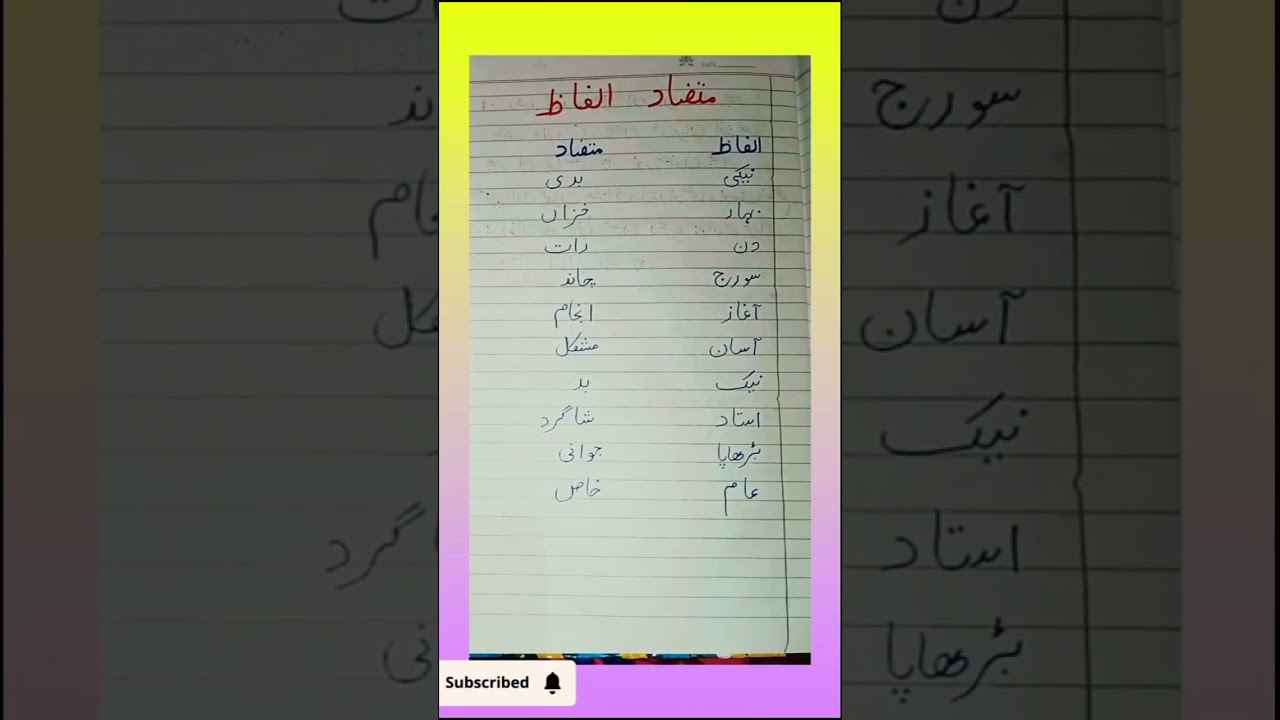 opposite words in Urdu #education #urdu