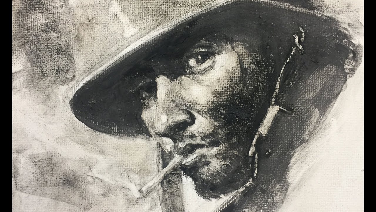 Zimou Tan | Art | Nitram liquid charcoal test, tricks and tips, watercolor approach.
