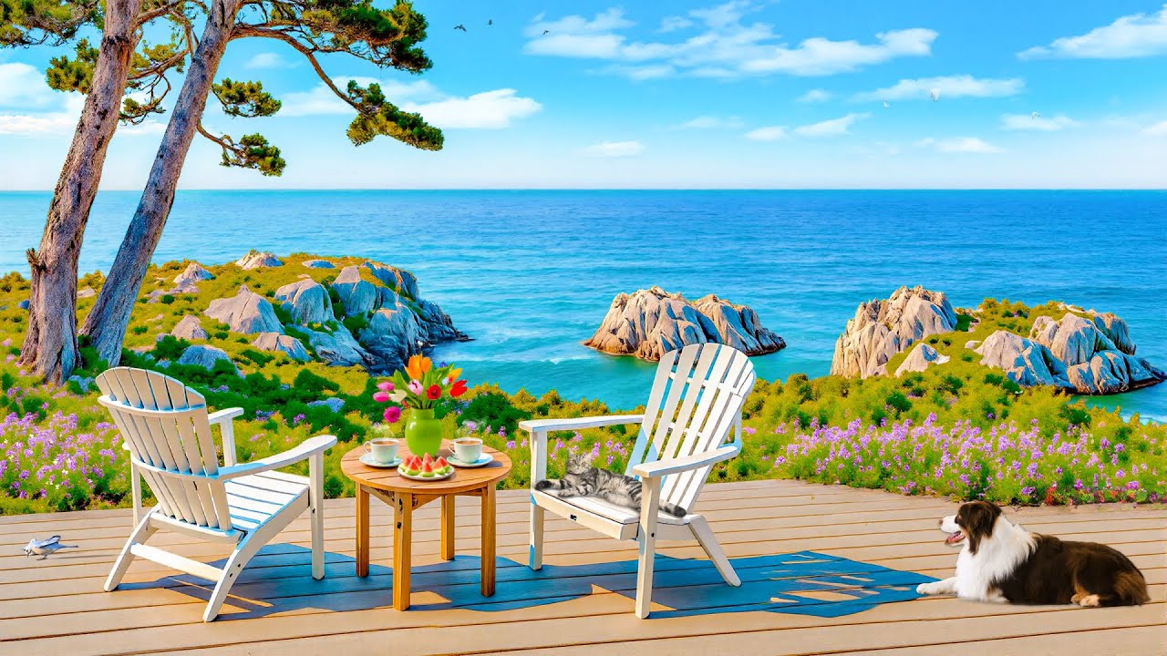 Serene Oceanfront Morning 🌞 | Relaxing Bossa Nova Music with Ocean Waves