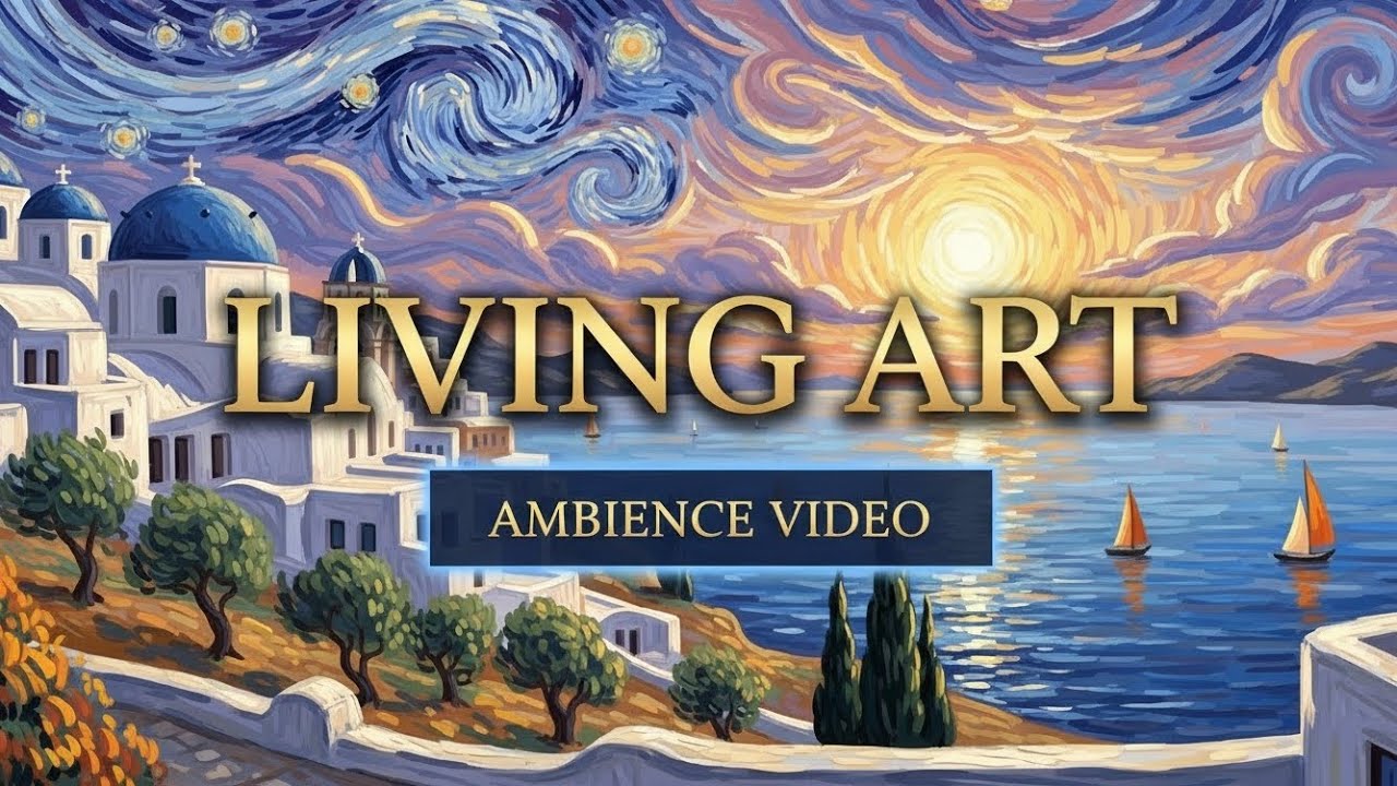 Greek Sunset by Van Gogh Inspired Ambience Video 🎨 4k | Relaxing Art