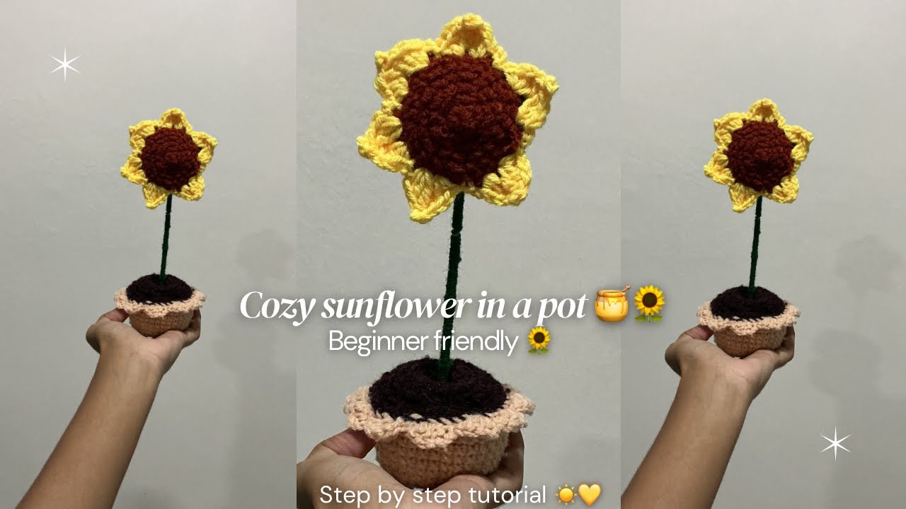 Crochet flowerpot 🌻 easy step by step tutorial | beginner friendly 🍯🌻