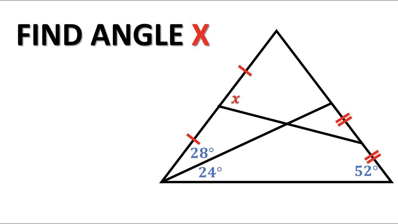 Find angle x in a triangle with midpoints.