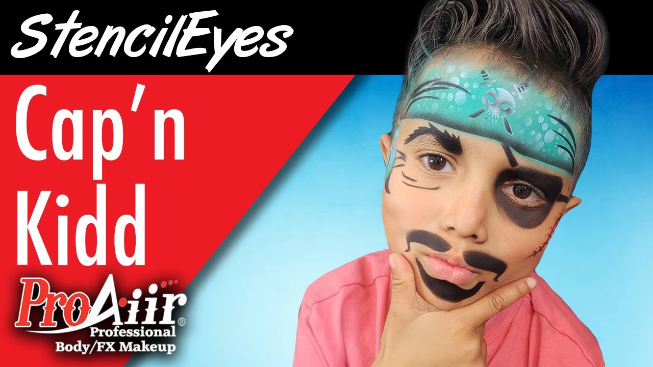 Airbrush Face Painting Tutorial - Cap'n Kidd StencilEyes