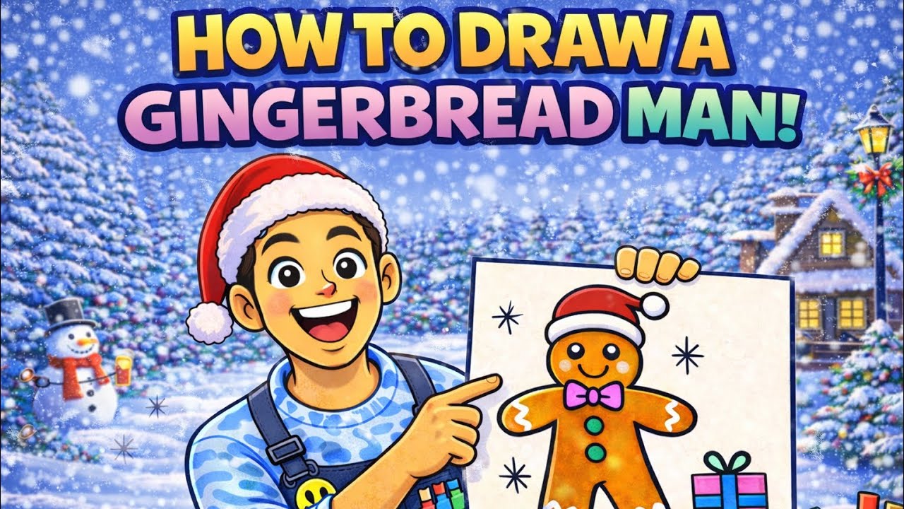 HOW TO DRAW A GINGERBREAD MAN! (EASY!)