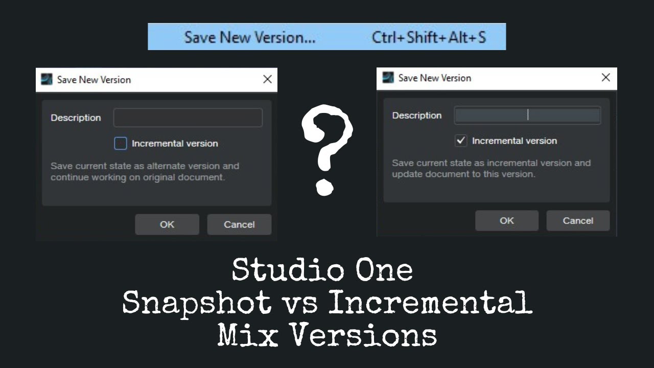 Studio One How to Use Save New Version